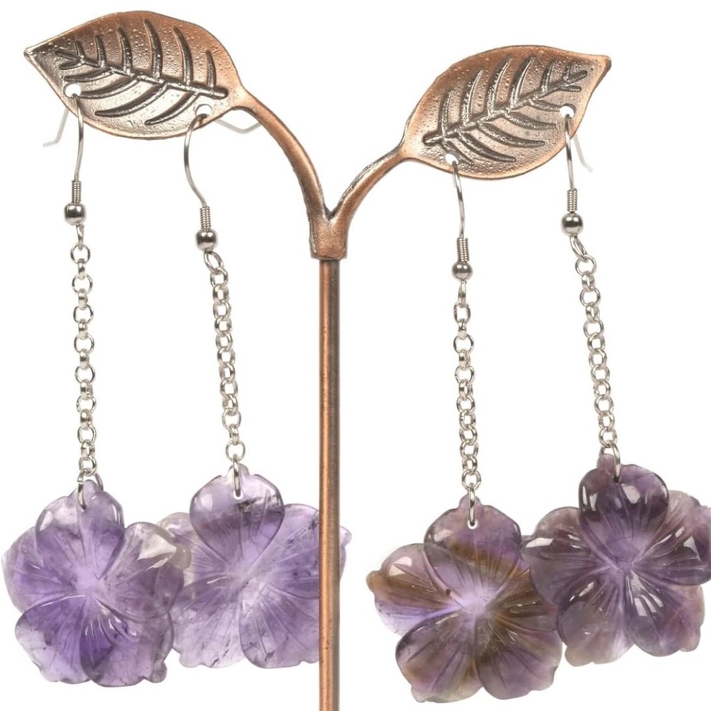 Amethyst Hawaii Flower Earrings